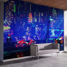 Carregar imagem no visualizador da galeria, CyberPunk Futuristic City of Japan Wall Mural. #6322
