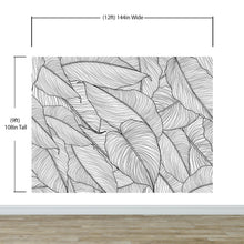 Cargar imagen en el visor de la galería, Banana Leaves Wallpaper, Palm Leaves Line Art Pattern Peel and Stick Wall Mural. #6330
