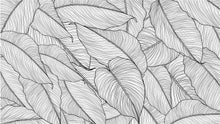 Cargar imagen en el visor de la galería, Banana Leaves Wallpaper, Palm Leaves Line Art Pattern Peel and Stick Wall Mural. #6330
