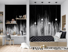 Load image into Gallery viewer, Black and White Grunge Line Art Wall Mural / Peel and Stick Wallpaper. #6336
