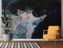 Cargar imagen en el visor de la galería, Vintage Painting, Three Women in Profile by Artist Henry Somm. Large Wall Mural / Peel and Stick Wallpaper. #6338
