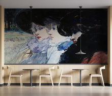 Carregar imagem no visualizador da galeria, Vintage Painting, Three Women in Profile by Artist Henry Somm. Large Wall Mural / Peel and Stick Wallpaper. #6338
