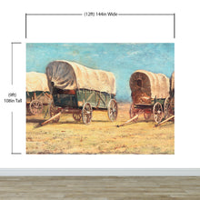 Load image into Gallery viewer, Western Cowboy Theme Wall Mural Decor. Study of Covered Wagons by Samuel Colman. Painting Artwork. Peel and Stick Wallpaper. #6339
