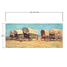 Load image into Gallery viewer, Western Cowboy Theme Wall Mural Decor. Study of Covered Wagons by Samuel Colman. Painting Artwork. Peel and Stick Wallpaper. #6339
