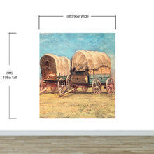 Load image into Gallery viewer, Western Cowboy Theme Wall Mural Decor. Study of Covered Wagons by Samuel Colman. Painting Artwork. Peel and Stick Wallpaper. #6339
