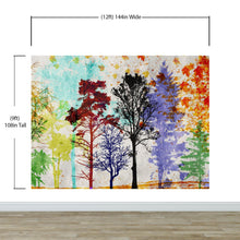 Load image into Gallery viewer, Forest Trees Wall Mural. Abstract Color Print. Peel and Stick Wallpaper / Removable Wall Mural. #6342
