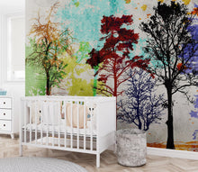 Carregar imagem no visualizador da galeria, Forest Trees Wall Mural. Abstract Color Print. Peel and Stick Wallpaper / Removable Wall Mural. #6342
