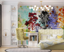 Cargar imagen en el visor de la galería, Forest Trees Wall Mural. Abstract Color Print. Peel and Stick Wallpaper / Removable Wall Mural. #6342
