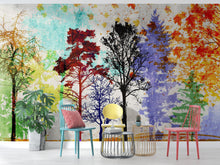 Cargar imagen en el visor de la galería, Forest Trees Wall Mural. Abstract Color Print. Peel and Stick Wallpaper / Removable Wall Mural. #6342
