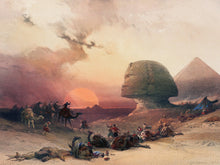 Carregar imagem no visualizador da galeria, Ancient Egypt Pyramids Wall Mural. Approach of the Simoom Desert of Gizeh illustration by David Roberts. #6343
