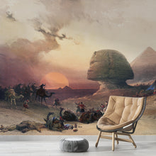 Cargar imagen en el visor de la galería, Ancient Egypt Pyramids Wall Mural. Approach of the Simoom Desert of Gizeh illustration by David Roberts. #6343
