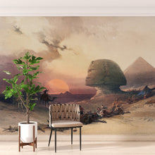 Cargar imagen en el visor de la galería, Ancient Egypt Pyramids Wall Mural. Approach of the Simoom Desert of Gizeh illustration by David Roberts. #6343
