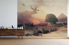 Load image into Gallery viewer, Ancient Egypt Pyramids Wall Mural. Approach of the Simoom Desert of Gizeh illustration by David Roberts. #6343
