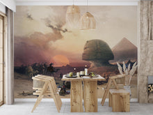 Load image into Gallery viewer, Ancient Egypt Pyramids Wall Mural. Approach of the Simoom Desert of Gizeh illustration by David Roberts. #6343
