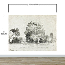 Cargar imagen en el visor de la galería, Forest Trees Wallpaper Peel and Stick Mural, Grove of Trees Drawing by Camille Pissarro. #6344
