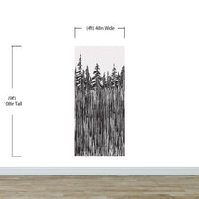 Load image into Gallery viewer, Forest Trees Trunks Grunge Illustration Wall Mural. Peel and Stick Wallpaper. Abstract Lines Silhouette Outdoors Scenery. #6345
