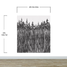 Load image into Gallery viewer, Forest Trees Trunks Grunge Illustration Wall Mural. Peel and Stick Wallpaper. Abstract Lines Silhouette Outdoors Scenery. #6345
