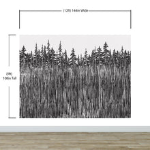 Cargar imagen en el visor de la galería, Forest Trees Trunks Grunge Illustration Wall Mural. Peel and Stick Wallpaper. Abstract Lines Silhouette Outdoors Scenery. #6345
