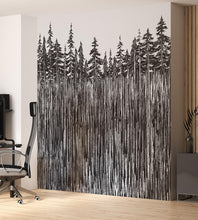 Load image into Gallery viewer, Forest Trees Trunks Grunge Illustration Wall Mural. Peel and Stick Wallpaper. Abstract Lines Silhouette Outdoors Scenery. #6345
