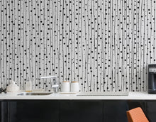 Cargar imagen en el visor de la galería, Stylish Hand-drawn Thin Vertical Lines and Dots Wall Mural Pattern. Peel and Stick Wallpaper. #6346
