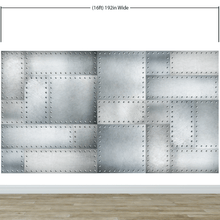 Carregar imagem no visualizador da galeria, Stainless Steel Metal Grunge Design Wall Mural. Industrial Theme Peel and Stick Wallpaper. #6350
