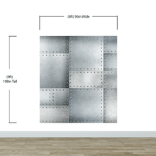 Load image into Gallery viewer, Stainless Steel Metal Grunge Design Wall Mural. Industrial Theme Peel and Stick Wallpaper. #6350
