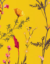 Cargar imagen en el visor de la galería, Botanical Flower Garden With Yellow Orange Background Wall Mural. Blossom Flower Decor. #6355
