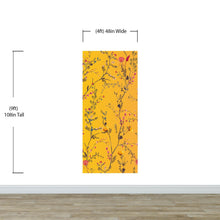 Load image into Gallery viewer, Botanical Flower Garden With Yellow Orange Background Wall Mural. Blossom Flower Decor. #6355
