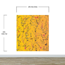 Cargar imagen en el visor de la galería, Botanical Flower Garden With Yellow Orange Background Wall Mural. Blossom Flower Decor. #6355
