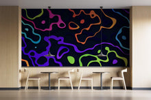 Load image into Gallery viewer, Colorful Abstract Fluid Lines Wallpaper. Peel and Stick Wall Mural. #6358
