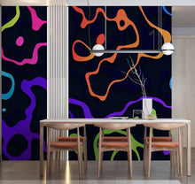 Load image into Gallery viewer, Colorful Abstract Fluid Lines Wallpaper. Peel and Stick Wall Mural. #6358
