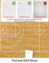 Load image into Gallery viewer, Basketball Court Hardwood Pattern Wall Mural. #6361
