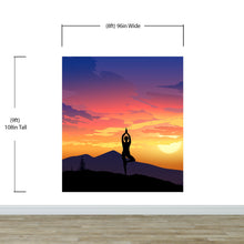 Carregar imagem no visualizador da galeria, Yoga Meditating On Top of Mountain View Wall Mural. Calm Sunrise Design Peel and Stick Wallpaper. #6364
