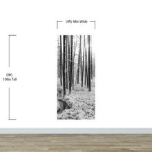 Cargar imagen en el visor de la galería, Black and White Forest Landscape Wall Mural. Peel and Stick Wallpaper. #6365
