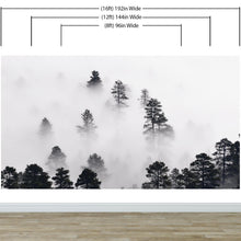 Load image into Gallery viewer, Foggy Forest Wallpaper Black and White Wall Mural. #6368
