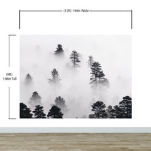 Load image into Gallery viewer, Foggy Forest Wallpaper Black and White Wall Mural. #6368
