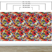 Load image into Gallery viewer, Colorful Blooming Flower Wall Mural. Tropical Floral Design Pattern Peel and Stick Wallpaper. #6370
