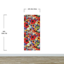 Load image into Gallery viewer, Colorful Blooming Flower Wall Mural. Tropical Floral Design Pattern Peel and Stick Wallpaper. #6370
