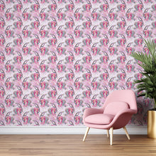 Load image into Gallery viewer, Pink Mermaid Wall Mural. Magical Cute Mermaid and Seahorse in Ocean Peel and Stick Wallpaper. #6371
