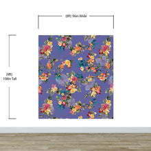 Load image into Gallery viewer, Tropical Flower Wall Mural. Paradise Botanical Flowers and Leave Purple Very Peri Color Background. #6376
