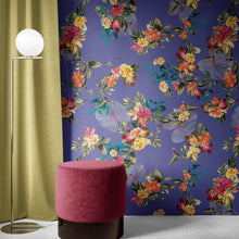 Load image into Gallery viewer, Tropical Flower Wall Mural. Paradise Botanical Flowers and Leave Purple Very Peri Color Background. #6376
