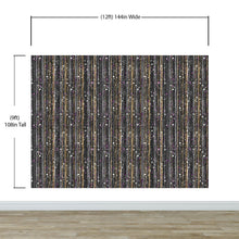 Load image into Gallery viewer, Glamour Gold Stripe Wall Mural. White and Purple Dot Peel and Stick Wallpaper. #6378
