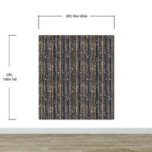 Load image into Gallery viewer, Glamour Gold Stripe Wall Mural. White and Purple Dot Peel and Stick Wallpaper. #6378
