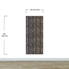 Load image into Gallery viewer, Glamour Gold Stripe Wall Mural. White and Purple Dot Peel and Stick Wallpaper. #6378
