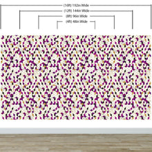 Cargar imagen en el visor de la galería, Abstract 3D Cube Shape Wall Mural. Geometric Cube Minimalistic Purple and Gold Peel and Stick Wallpaper. #6380
