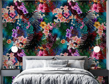 Carregar imagem no visualizador da galeria, Colorful Tropical Foliage Pattern Wall Mural. Peel and Stick Wallpaper. #6382
