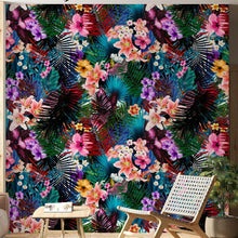 Cargar imagen en el visor de la galería, Colorful Tropical Foliage Pattern Wall Mural. Peel and Stick Wallpaper. #6382
