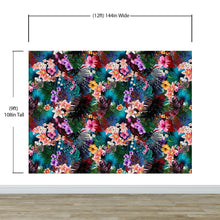 Load image into Gallery viewer, Colorful Tropical Foliage Pattern Wall Mural. Peel and Stick Wallpaper. #6382
