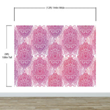 Carregar imagem no visualizador da galeria, Large Floral Mandala Wall Art Wallpaper. Pink and Purple Ornament Design Peel and Stick Wall Mural. #6384
