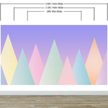 Load image into Gallery viewer, Geometric Triangular Mountain Wall Mural. Pastel Color Peel and Stick Wallpaper. #6388
